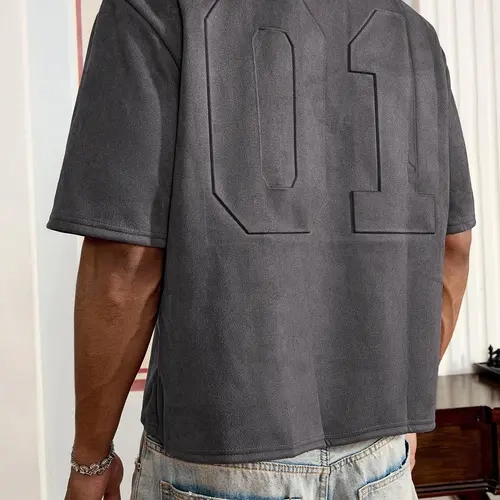 Loose Knit Short Sleeve T-Shirt With Suede, Summer, Streetwear Outfits