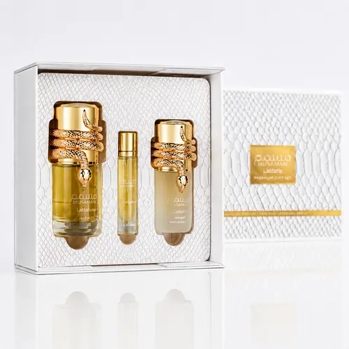 Lattafa Musamam White Intense Unisex 3-Piece Packaged Gift Set - 100ml EDP Fragrance, 12ml Fragrance Bottle, 50ml Non-Toxic Fresh Natural Hair Mist, Coconut Scent, Spice Base, Fragrance Bottles