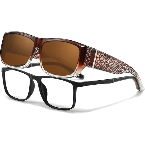 Women's Oversized Rhinestone Rectangle Fit-Over Fashion Sunglasses - 60mm, UV400 Protection, Polyamide Statement Frame, Outdoor Eyewear Shades, Stylish Accessories, Eye Fashion, Model TS4204 for Driving & Daily Use
