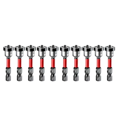 10pcs Rustproof S2 Alloy Steel High Hardness Depth-Stop Drill Bits, 1/4in Hex Shank Magnetic Adjustable Power Tool Accessory with 5pcs PH2 Drywall Bits, Screw Stays Put & Wobble-Free Drive for Plasterboard Screws