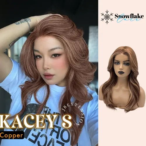 JBEXTENSION 20 Inches Curly Pre-Cut Snowflake Lace Frontlace Glueless Women Fashion Style Wig KACEY S【PERMATEASE】【BENDY EAR TABS】
