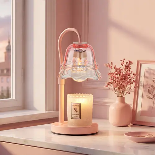 CANDELDO Flower Candle Warmer Lamp with Timer - Dimmable, Height-Adjustable Candle Stand, 2 Bulbs, Whimsical Home Decor, Mood Lighting, Home Goods, Unique Anniversary Gift for Women
