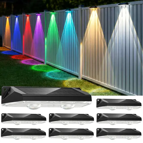 Brightown Solar Security Lights - Outdoor IP65 Rated RGBCW + Warm White, 12 Lighting Modes, Auto On/Off Flood Lights with 50-Lumen Beam, Compact and Portable, Abrupt Change Feature for Fence, Backyard Garden Decor