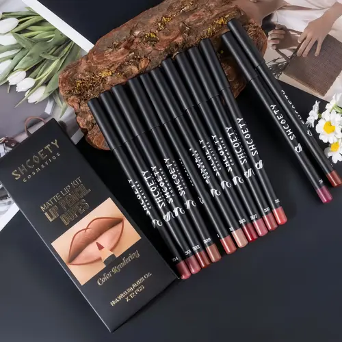 Easy Coloring Lip Liner Pencil Set, 12pcs/box Matte Lip Liners, Long-Lasting Matte Lipliner for All Occasions, Lip Makeup Cosmetic Kit, Lip Product