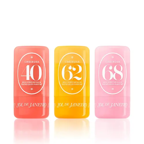 Sol de Janeiro 4g Jelly Perfume Balm Quad - Pocket-Sized Fragrance Set with Warm Gourmand, Fruity Floral, Warm Floral Cheirosa Scents, Fruit Fragrances, Discreet Touch-Ups, No Mess, No Spills, Swipe Anytime