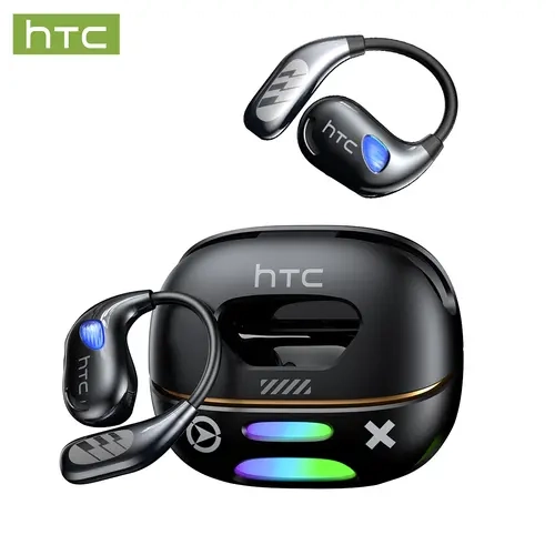 HTC NE69 Wireless Bluetooth 6.0 OWS Audio Headset - In-Ear, No Jack, Hands-Free Mic, Sports Earphones with Built-In Adapter, Compatible with Android/iOS Mobile Devices