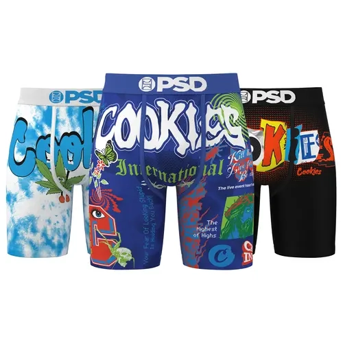 PSD Mens Cookies Boxer Brief 3 Pack - Standard Length 7 Inch Inseam, Soft and Breathable Poly Blend Fabric