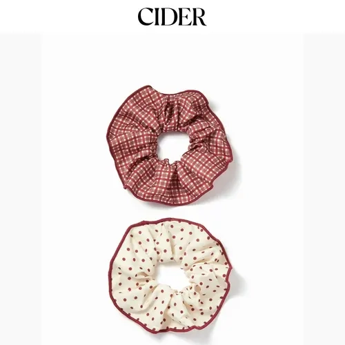 Cider 2 PCS POLKA DOT & GINGHAM SCRUNCHIE SET