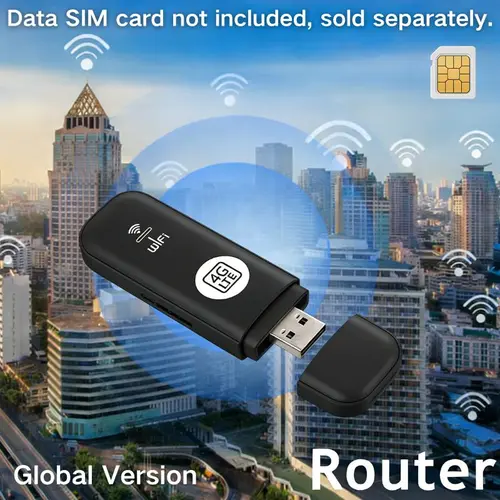 JOYTUTUS Unlocked 4G LTE Mobile Mini Wi-Fi Hotspot Router - 150Mbps Speed Compact and Easy to Use Car Plug-and-Play Modem, USB Wireless Dongle for Desktop PC, Laptop, TV (Requires Separate Data-Only SIM Card, Black)