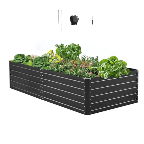 VEVOR Metal Raised Garden Bed, Outdoor Galvalume Planter Garden Box, Open Bottom Design, Large Planter Raised Bed for Growing Vegetables, Flowers, Herbs, and Succulents, Gray#SohoChic