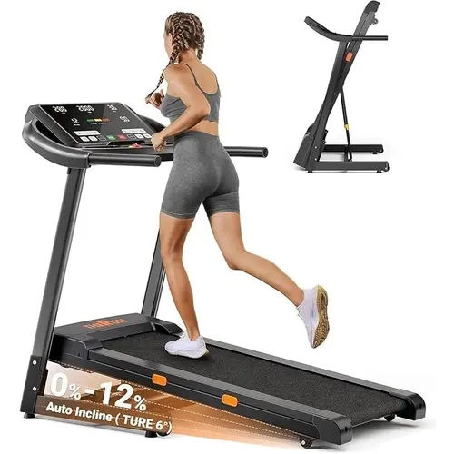Incline Treadmill Running Treadmill, 400 lbs Capacity 12% Auto Incline Wide Belt Walking Pad 3.0HP  18" LED Screen Shock-Absorbing