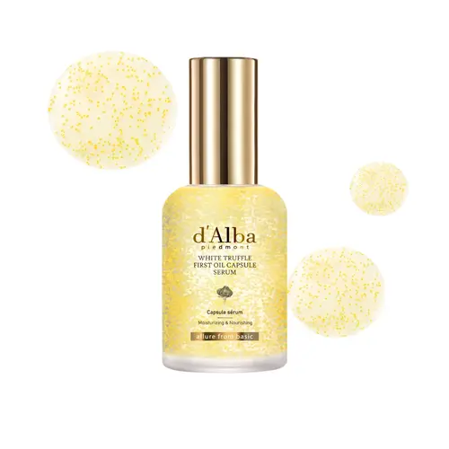 [OFFICIAL d'Alba] First Oil Capsule Serum – Daily Vitamin Serum w/ Trufferol, Rose Water, Niacinamide, & Vitamin C - Hypoallergenic (1.69 fl oz)