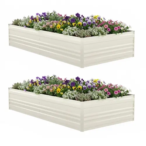 #toolupgrade WORKPRO Outdoor Galvanized Raised Garden Bed, Rust-Resistant Planter Raised Beds for Vegetable, Flowers, Herbs