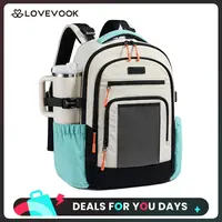 LOVEVOOK Laptop Backpack with Large Cup Holder,17.3 Inch Work Computer Bag with Chest Buckle Back Pad Shoulder Buckle,Waterproof Business Backpack College Teacher Bag for Gift Travel,TikTokFallDealsForYou