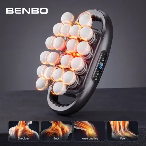 BENBO 20-Ball Quiet Deep Tissue Massager Gun - 30 Multi-Speed Levels, 9 Modes, Adjustable Intensity, Abs & Feet Targeting, 2000mAh Battery-Powered Home Massage Device for Relief