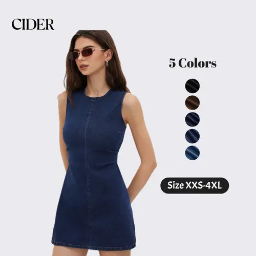 Cider High Stretch Denim Ruched Zipper Mini Dress