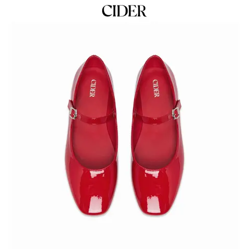 Cider FAUX PATENT LEATHER MARY JANE FLATS