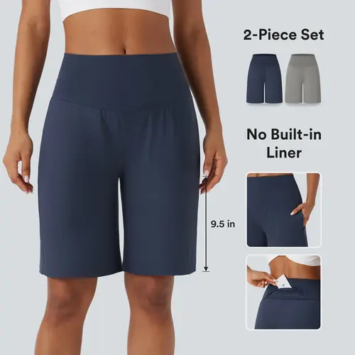 【Creator’s Pick】Halara 2-Piece SoftlyZero Airy High Waisted Pockets InstantCool Yoga Bermuda Shorts Set