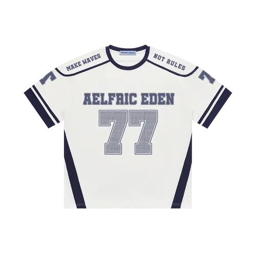 Aelfric Eden 77 Blokecore Oversized Unisex Football Jersey - Lightweight Vintage Graphic Breathable Athletic Top, Fashion Jersey Shirt, Sports Tee, Men's Summer Streetwear, Back to School Outfit, Fashion Jerseys