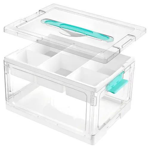 【Live Only】Vtopmart 2/4Pack 24QT Clear Craft Storage Bin with Removable Trays and Dividers, for Art Supply Coloring Books, Sensory Toys Craft Supplies Medicine Playdough,Transparent Water&Dust Proof, TikTokShopFallDealsForYou Halloween Gift
