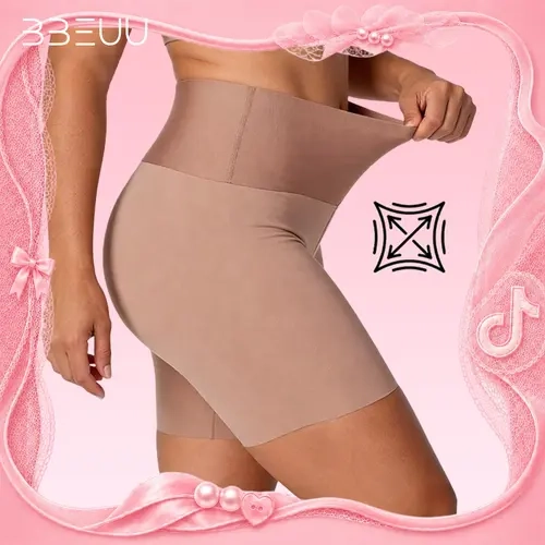 BBEUU Seamless Shapewear Shorts - Soft Fabric Ruched Design for Light Compression & Anti-Slip Grip Technology Highwaist Tummy Control Belly Control Bodysuit Minimalist