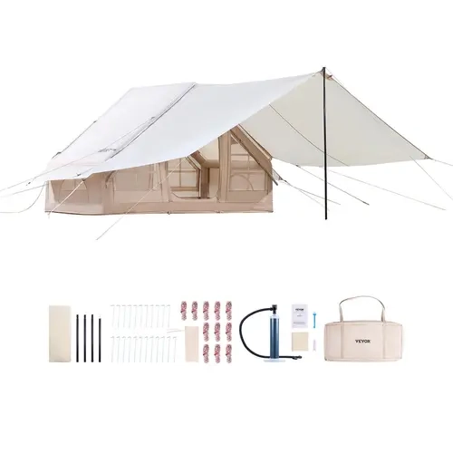 VEVOR Inflatable Family Tent - Blow Up Camping Outdoor Gear, 3-5 Person Portable Spacious Fit Tent with Quick Setup Pump, Foldable, Expandable Canopy for Glamping#SohoChic