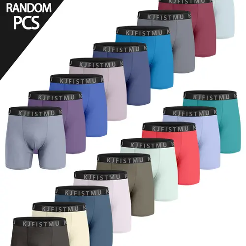12-Piece Solid Color KJFISTMU Men's Boxer Briefs Set Soft and Comfortable, Tag-Free Design Ideal for Sports with Minimalist Style Lightweight and Breathable for Zero Restriction Mix and Match Multiple Colors for Freedom Men's Underwear Set Elastic Fabric