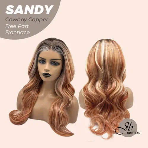 JBEXTENSION 24 Inches Cowboy Copper Curly 13X6 Lace Free Part Frontlace Glueless Wig SANDY