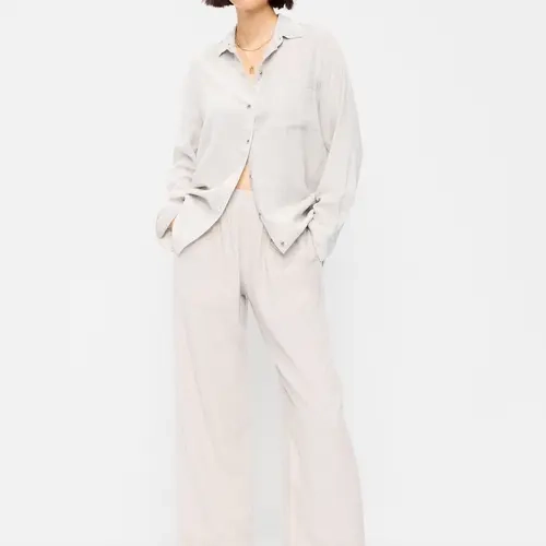 Old Navy Women's High-Waisted Linen-Blend Straight Ankle Pants