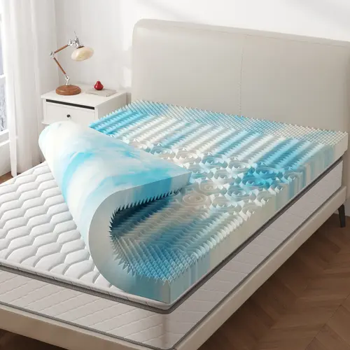 Sweetcrispy Soft Cooling Gel-Infused Memory Foam Mattress Topper with Memory Foam Design, Versatile Mattress Pad for Camping & Dorms, Back and Hip Pain Relief Sleeping Gear for Refreshing Sleep