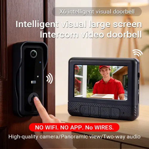 Video Doorbell Camera with Screen, No App, No WiFi, Night Vision, Two-Way Talk, No Wiring, 130° Wide Angle, High Sensitivity Motion Detection, Built-in Battery, No Subscription Required, Easy Install, Summervibes