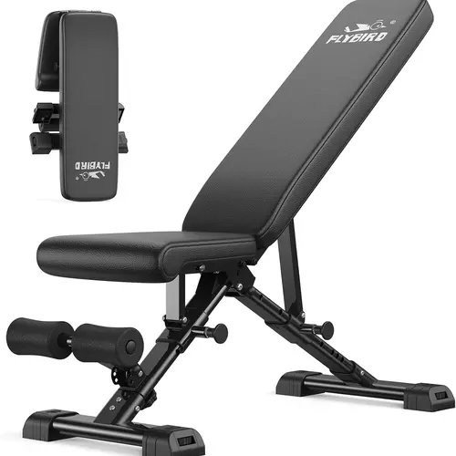 FLYBIRD Adjustable Weight Bench (FED Fitness WB5 Series) - ASTM-Certified 800LBS Steel Frame Unisex Foldable Home Gym Equipment, 90° to -30° FID, 30in Extended Backrest, 12kg Functional for Weightlifting, Resistance Training, Chest, Back, Core Ready