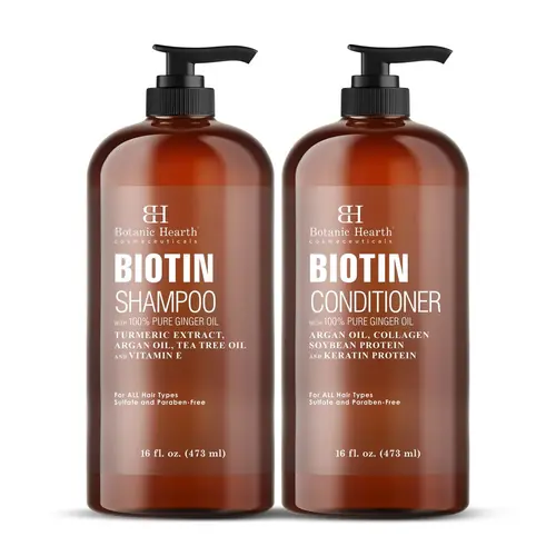 Biotin Shampoo and Conditioner Set with Ginger Oil & Keratin