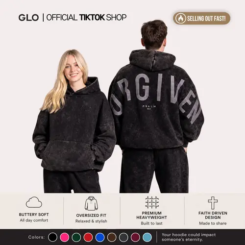 GLO Kingdom Essential Hoodie | Snow Wash Collection | Oversized Christian Hoodie | Buttery Soft