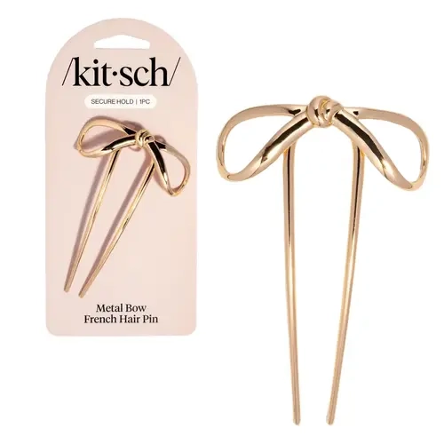 Kitsch Gold Bow French Hair Pin - Mini