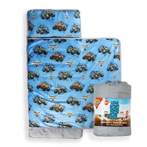 Jay Franco Favorite Adventures Portable Bedding Nap Mat - Convenience-Focused 3-5 Years Kids' Mat with Carry Handle, Removable Pillow, Works on Beds, Floors, or Small Cots