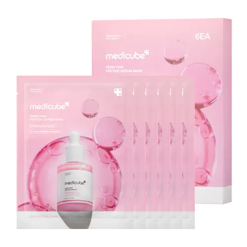 [medicube] PDRN Pink Peptide Ampoule Mask 6EA | Signature Salmon PDRN Serum Infused Second-skin Fit Sheet | Uneven Skin Tone Care for Glow & Hydration | K-beauty, Korean Skincare, (23ml x 6ea)