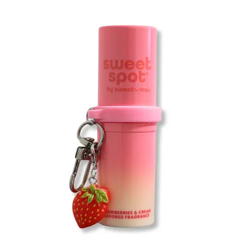 Sweet Spot Scent & Go Strawberries and Cream Scented ad Flavored Fragrance with Key Chain and Charm for On-The-Go Fragrance