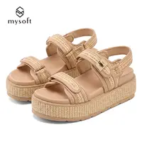 mysoft Women's Buckle Platform Wedge High Heel Sandals - Open Toe, Thick-Soled Chunky Heels, Cushioned Insole, Height-Boost Comfy Walking Summer Footwear, Ideal Gift Option, Women's Sandals