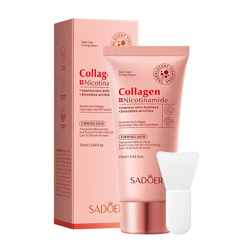 Collagen & Niacinamide Peel-Off Facial Mask - Korean Daily Skincare for Adults, Overnight Use, Firming, Hydrating, Moisturizing, Nourishing, Anti-Aging, Brightening, Radiant, Wrinkle-Smoothing, 2.64Oz Travel Essential
