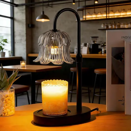Candle Warmer Lamp with Timer Adjustable Height Brightness Scented Flameless Heating for Home Decor Living Room Bedroom Gray Safe Dimmable Function familyfun