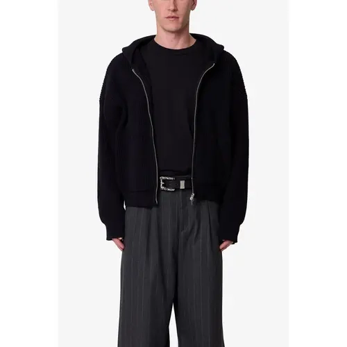 mnml Knit Zip Up Hoodie - Black