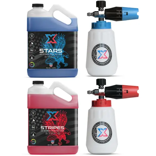 Chem-X Stars and Stripes Chrome Cannon Kit, Automotive Car Wash Accessory for Vehicle Cleaning & Maintenance