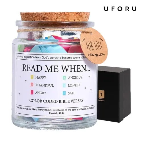 UFORU Christian Bible Verse Glass Jar Boxed Set with 90 Scripture Cards (90 Ways to Hope) - Read Me When Prayer Jar, Religious Gift, Wedding Souvenirs, Party Favors, Gift Bags for Mom, Home & Festive Party Supplies Decor