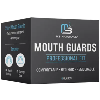 Mouth Guard for Grinding & Clenching Teeth - Dental Guards for Adults Oral Care - 4 Athletic Sports Removable Mouthpiece by M3 Naturals