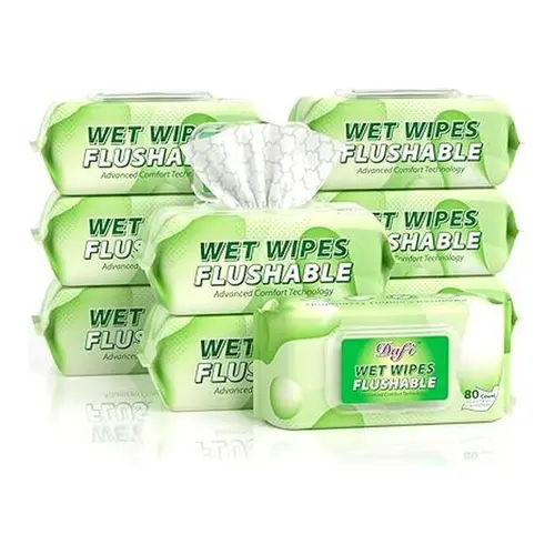 【Spend $49.99, Get Free Cooling Wipes!】DAFI Flushable Wipes for Adult Wet Wipes, Total 900 Unscented Toilet Wipes Flushable, No Alcohol & 100% Plant Based Fibers, Septic and Sewer Safe Pack of 9, Bathroom Tissue,Toilet paper Biodegradable Towelette