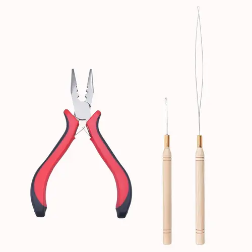 GOO GOO Hair Extension Tools Kit, 1 Plier, 1 Needle Pulling Hook, 1 Micro Ring Loop (3Pcs Tools) for Professional Hair Styling Tools Accessory #sohochic #TikTokShopFallDealsForYou