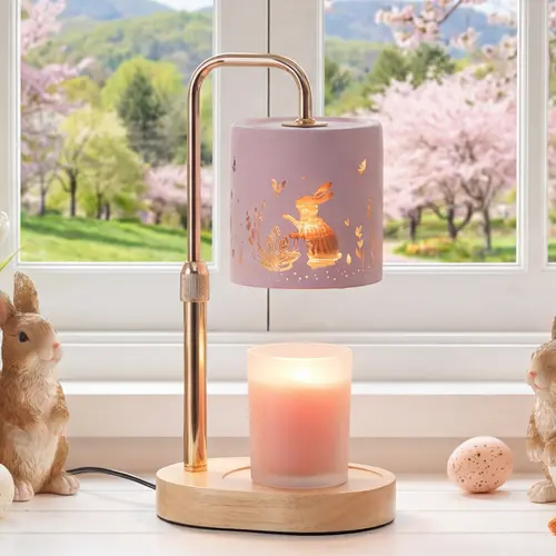 CANDELDO Feminine Pink Candle Warmer Lamp with Timer - Adjustable Height Glass-Metal Ornament Candle Holder, Dimmable Mood Lighting for Home Bedroom Decor, Modern Cozy Desk Gift, Indoor Use