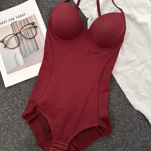 Women's Body Shaping Underwear Set, Adjustable Straps & Ruched Sheer Contrast Mesh, Regular Fit All-Seasons Comfort Tummy Tuck Shapewear