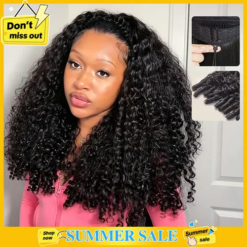 [26 inch only $119] Afterblack Burmese Curly Glueless Half Wig For Women Seamless Flip Over Drawstring Wig Wear Go Half Wig Invisible Hairline Glueless Curly Human Hair Beginner Friendly #tiktokshopstockup #SohoChic